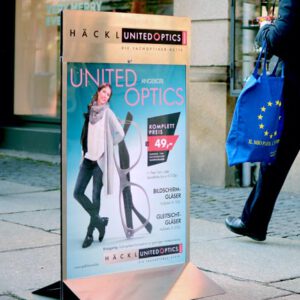 Bedruckter Aufsatz für den POS-exklusiv Design Kundenstopper