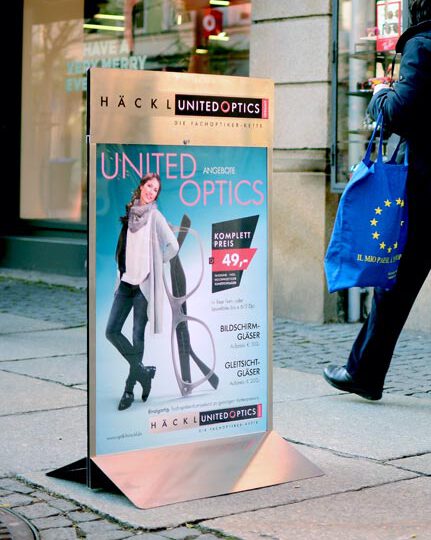 Bedruckter Aufsatz für den POS-exklusiv Design Kundenstopper